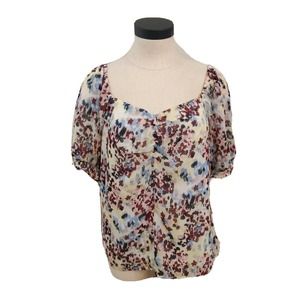 Banana Republic NEW Women's Blouse Floral Size M Puff Sleeve Sweetheart Neck.